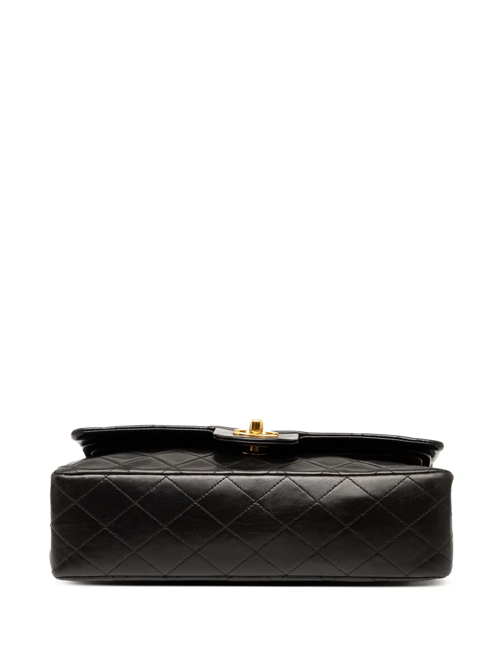Pre-owned Chanel 1996-1997 Medium Classic Lambskin Double Flap Shoulder Bag In Black