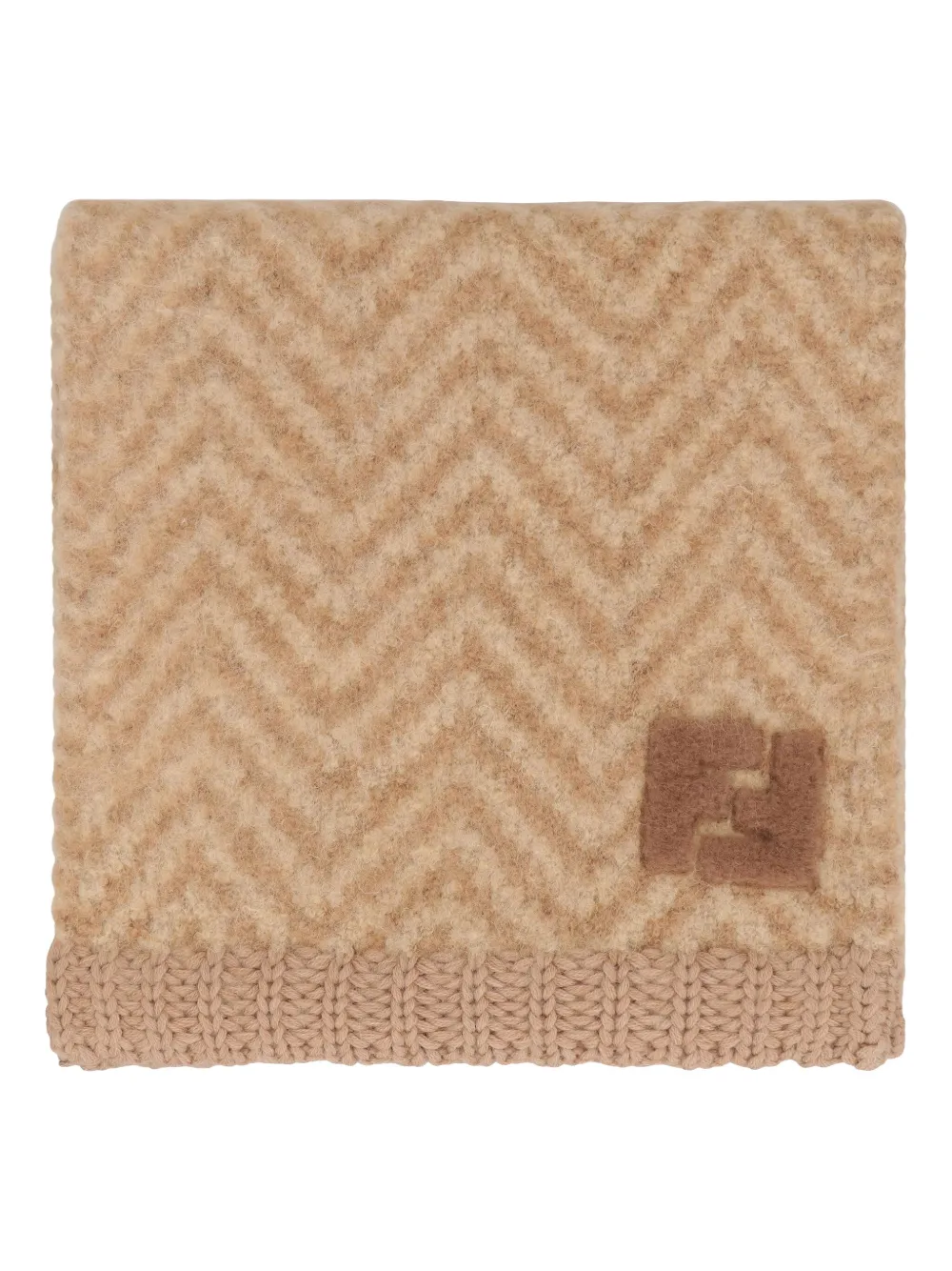 Fendi Brown Chevron Alpaca Scarf In Multi