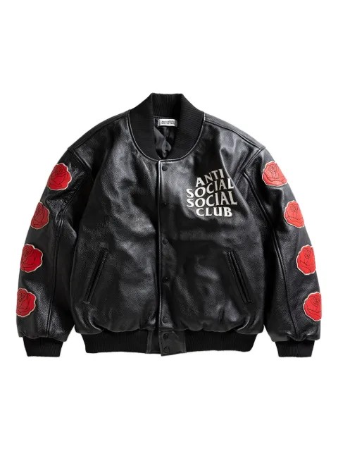 Anti Social Social Club logo-detail leather jacket