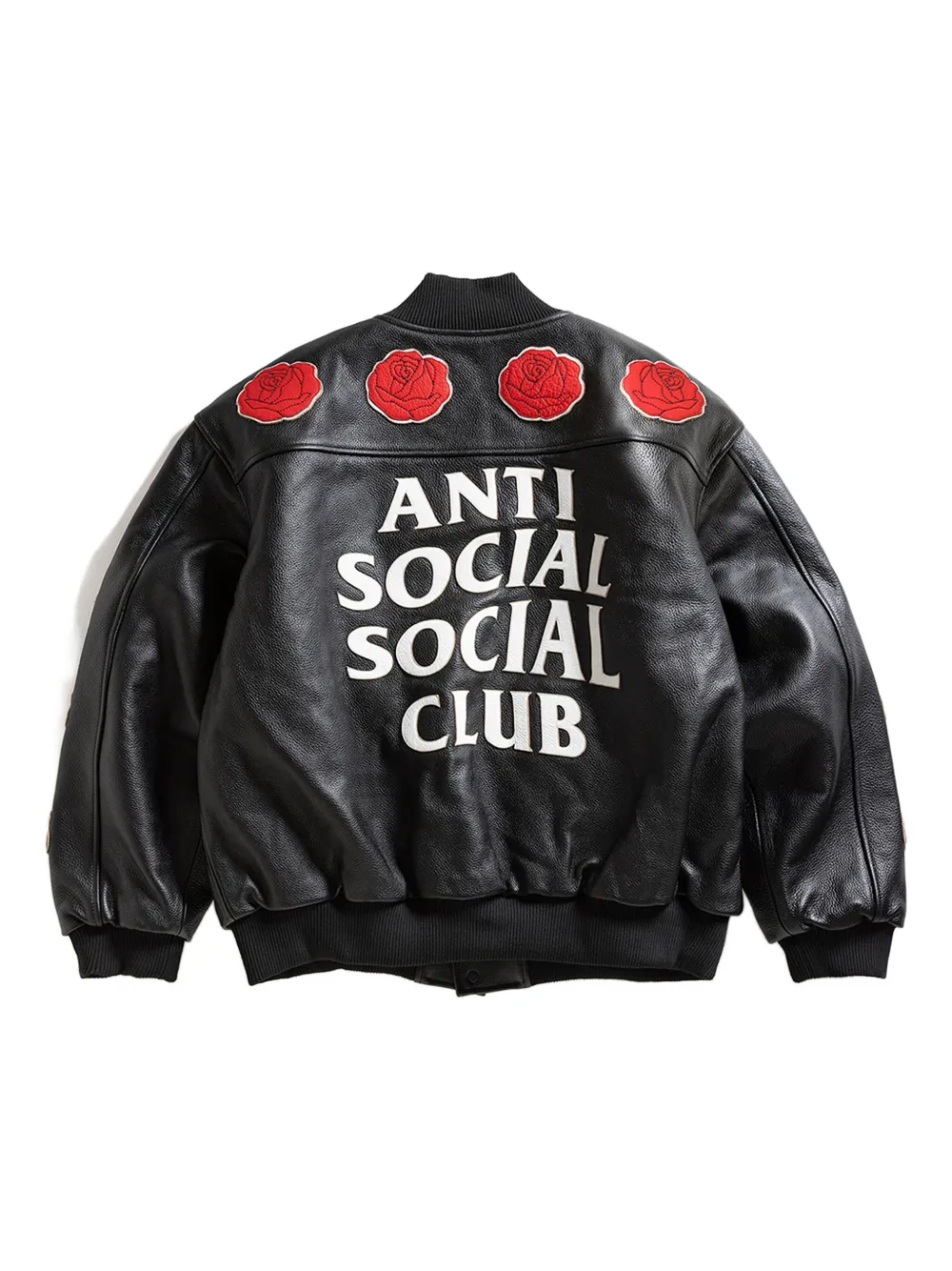 Anti Social Social Club Mens Black Petal To The Metal Relaxed-fit Leather Jacket In Black
