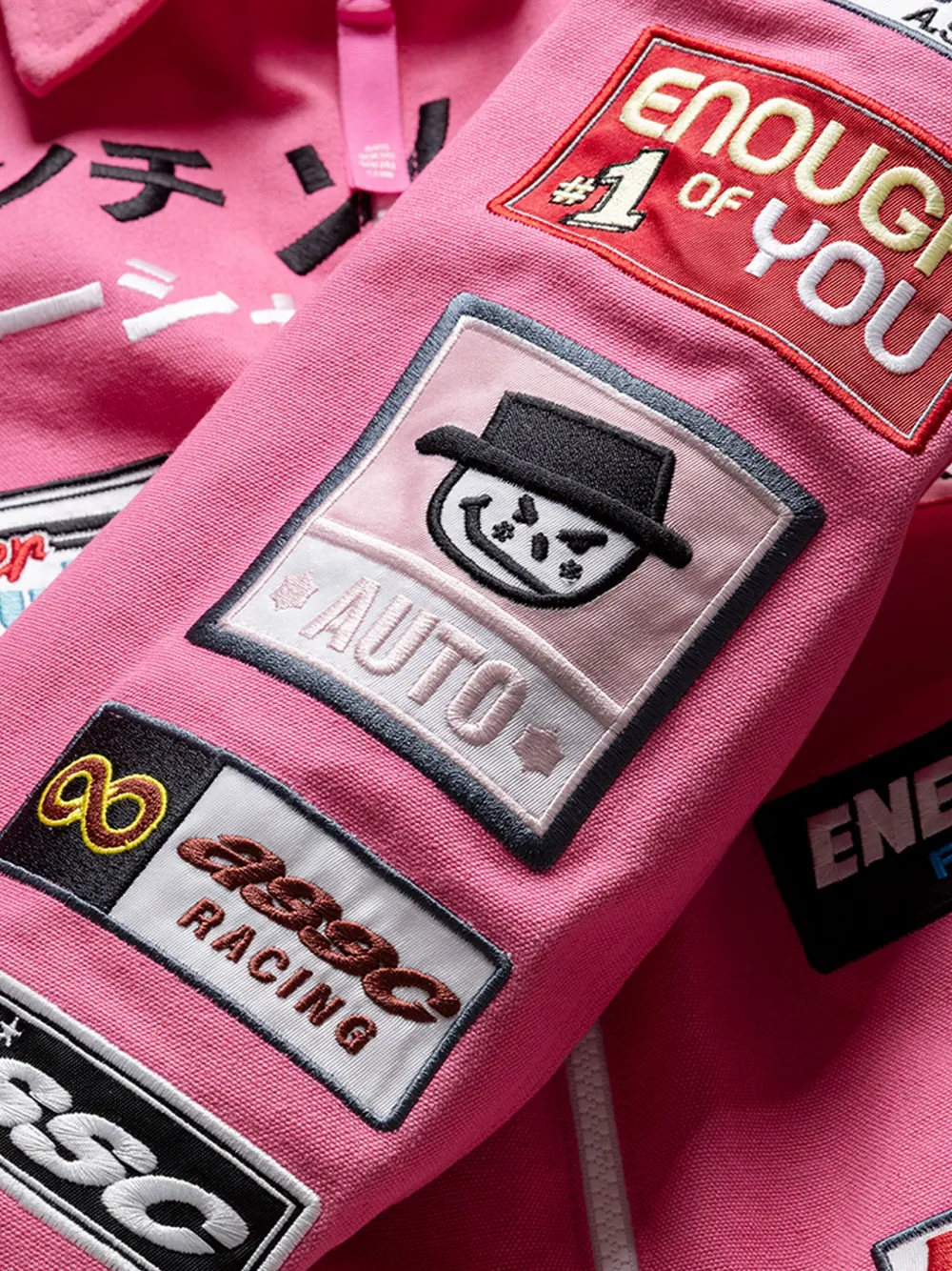 Anti Social Social Club Patched Up Racing Jacket In Pink