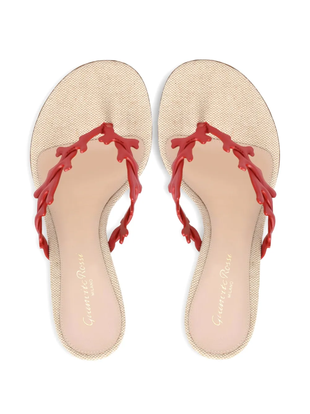 Gianvito Rossi 70 mm Ocean Thong sandalen met koraal-applicatie en hak Beige