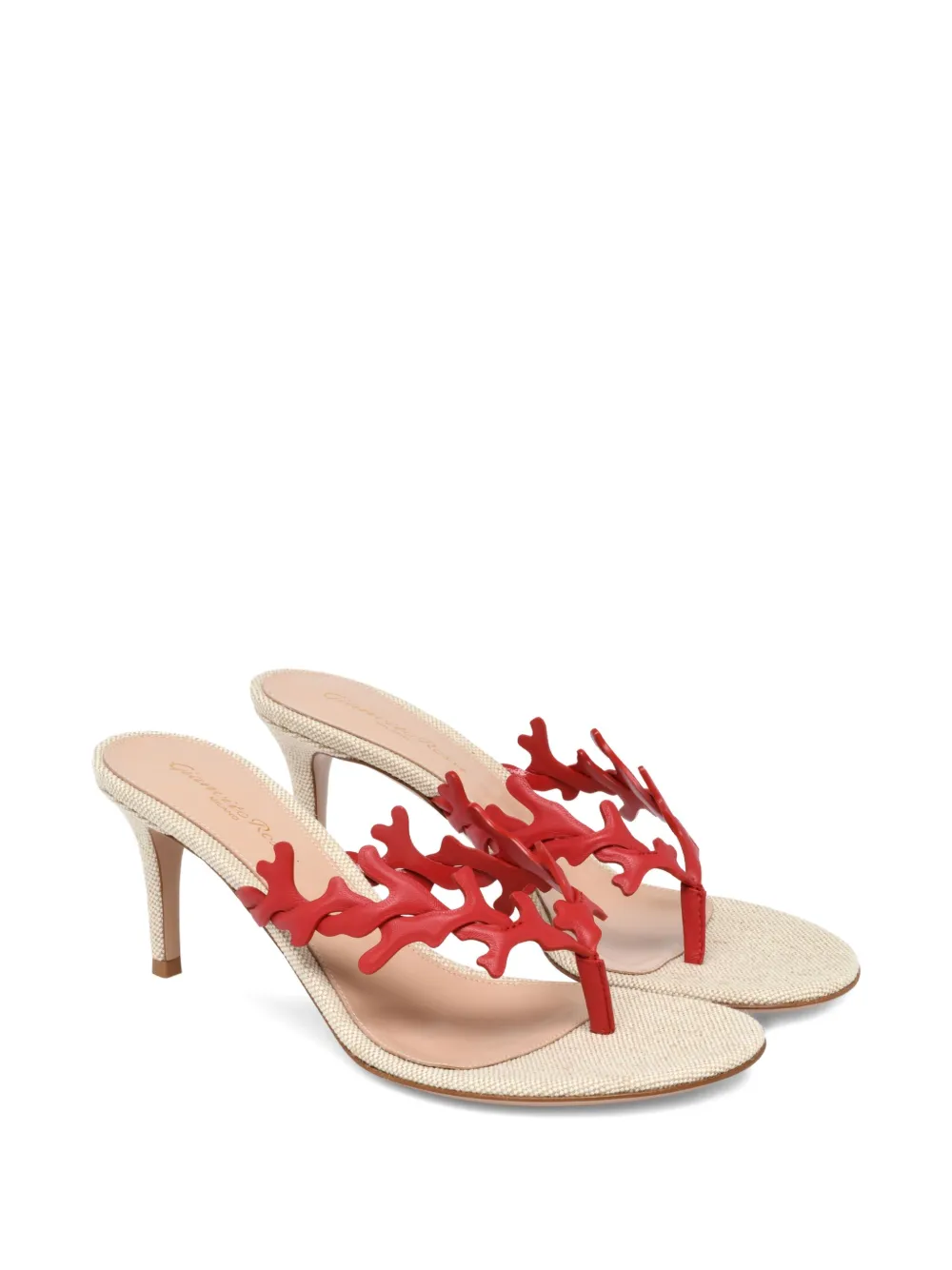 Gianvito Rossi 70 mm Ocean Thong sandalen met koraal-applicatie en hak Beige