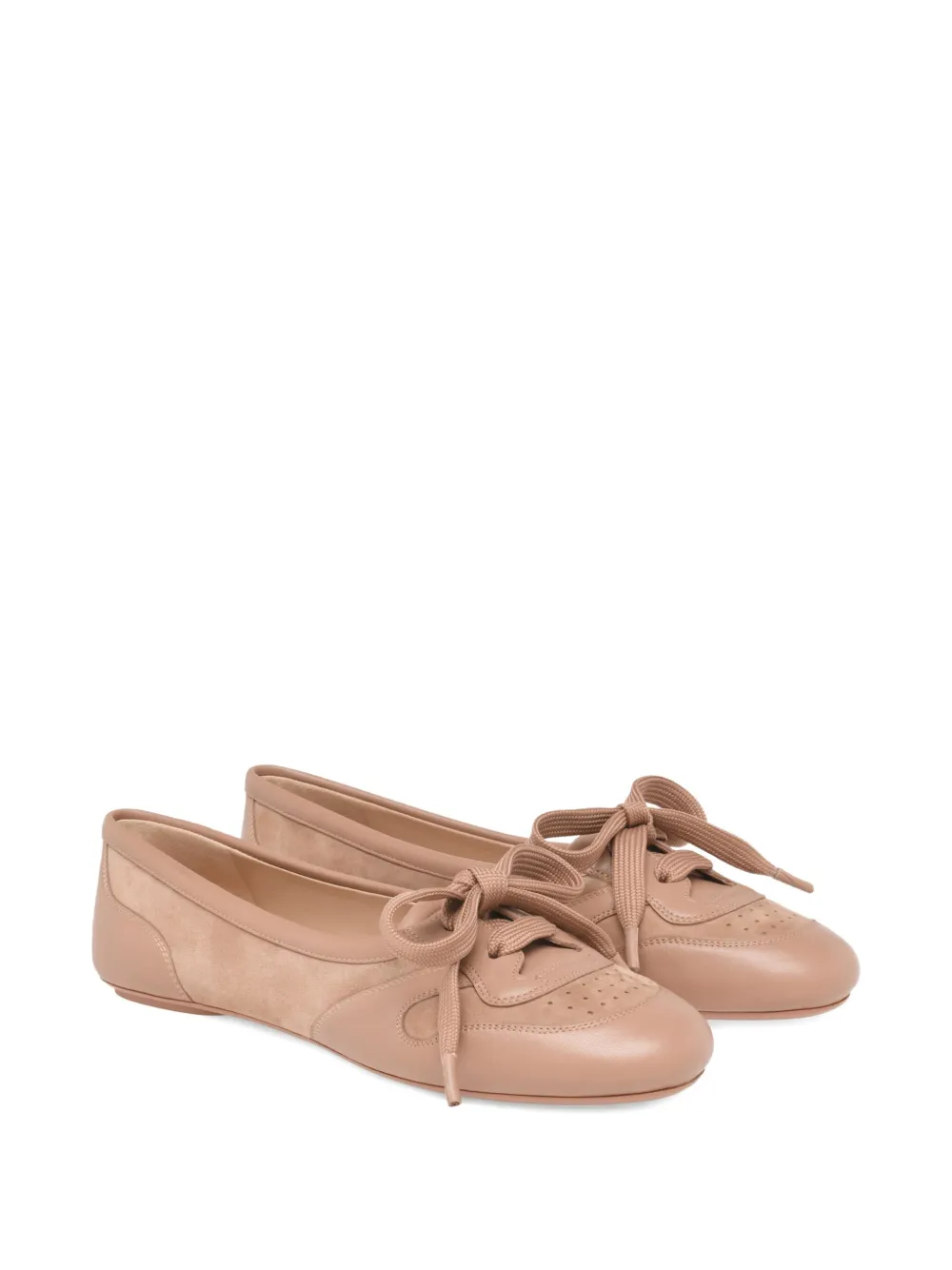 Gianvito Rossi Vault lace-up ballet flats - Beige