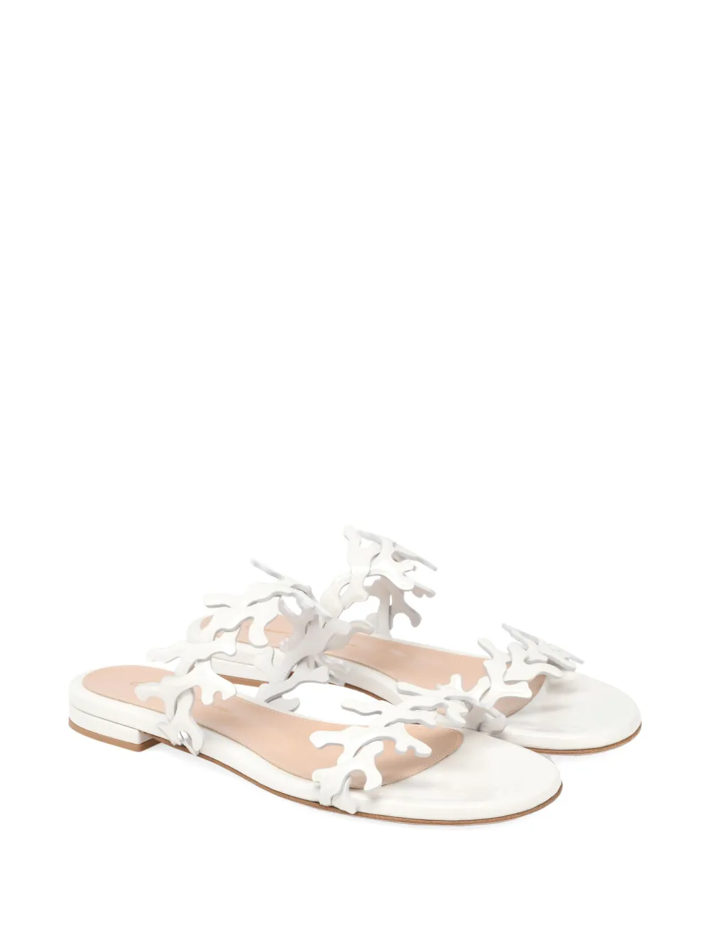 Gianvito Rossi 10 mm Ocean platte sandalen verfraaid met koraal Wit