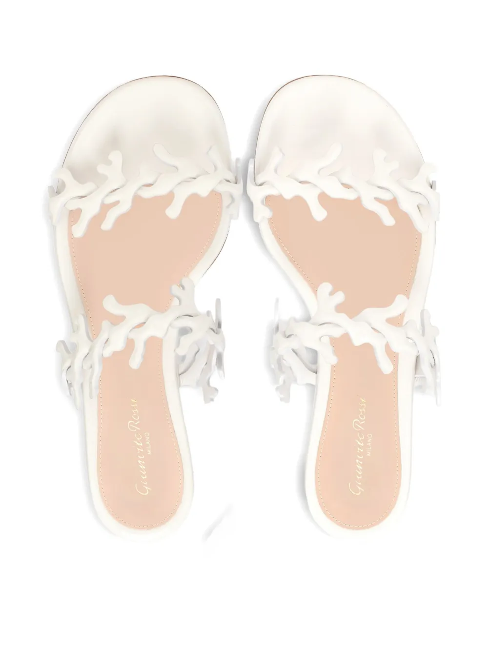 Gianvito Rossi 10 mm Ocean platte sandalen verfraaid met koraal Wit