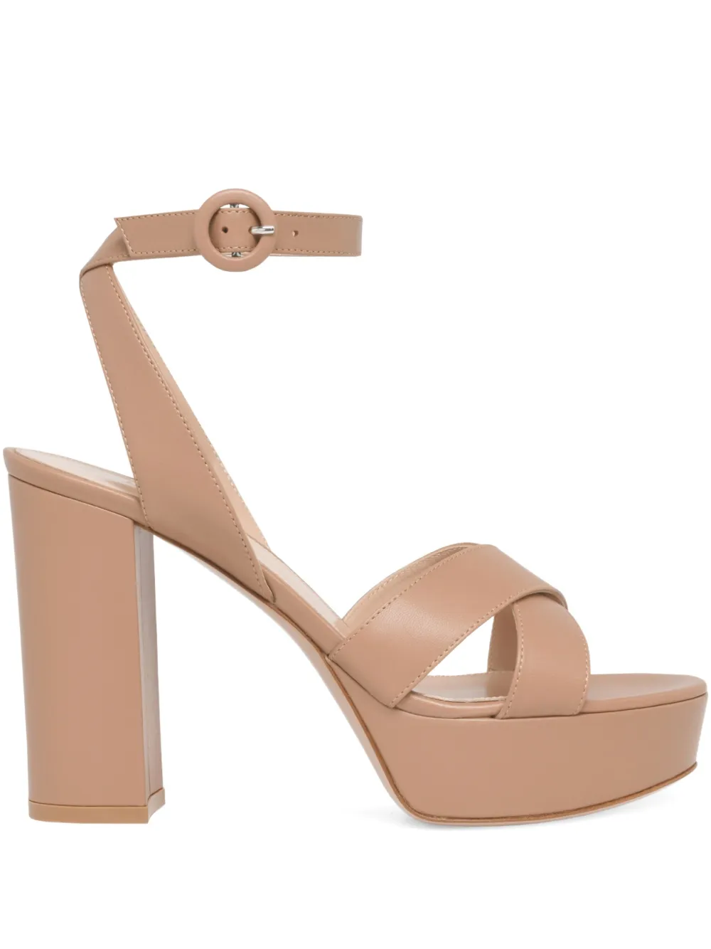 Gianvito Rossi 105 mm SABRINA sandalen met plateauzool hak en gekruiste bandjes Beige