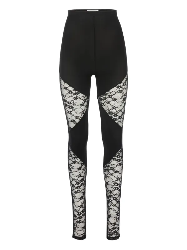 Nina Ricci Patchwork-lace Leggings in Black