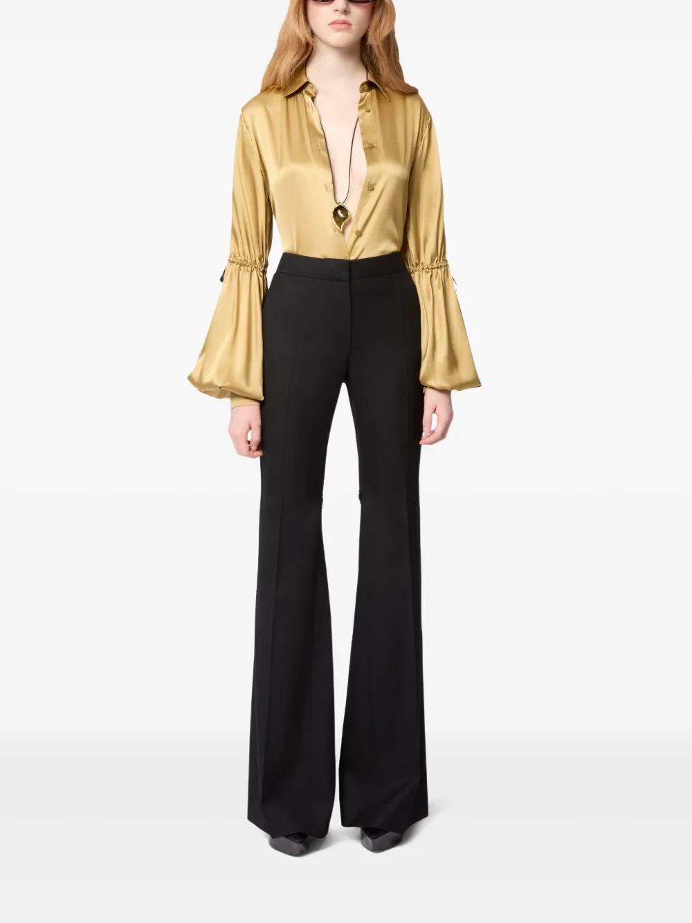 Nina Ricci Flared broek met strik - Goud