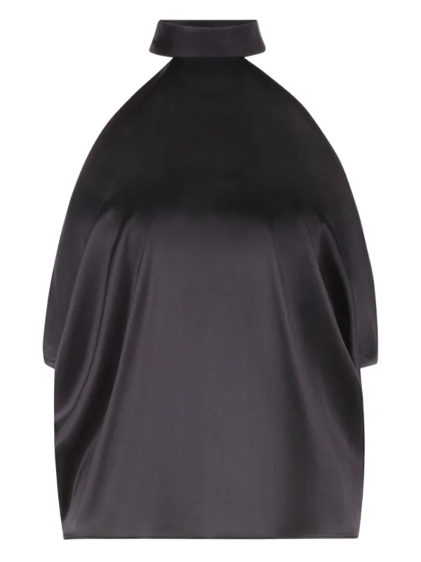 Nina Ricci Halterneck Satin Blouse in Black