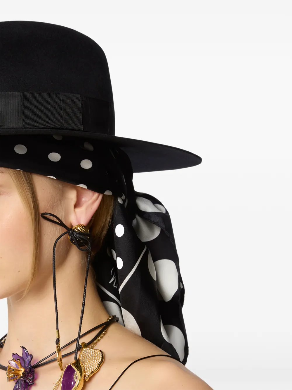  Nina Ricci Felted Fedora Hat - Black 