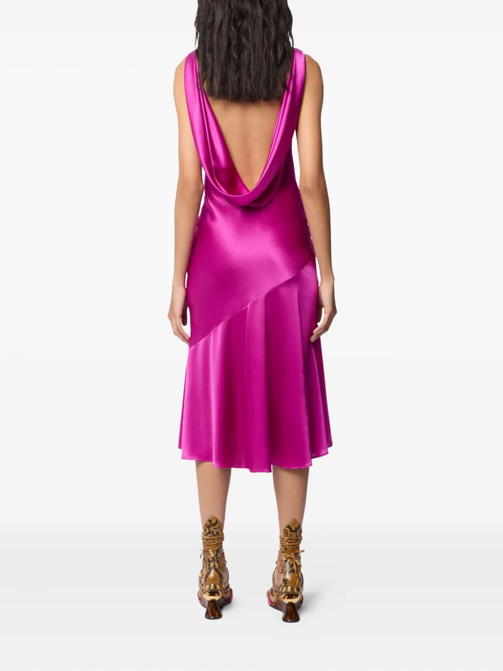 Nina Ricci Mermaid midi-jurk met open rug Roze