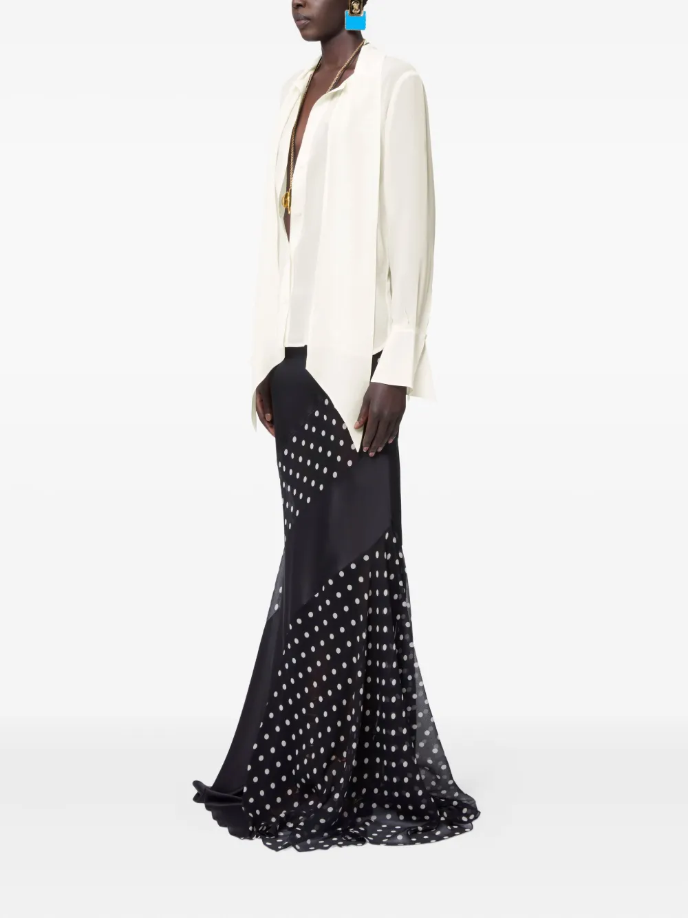  Nina Ricci Lavalliere Satin Shirt - Neutrals 