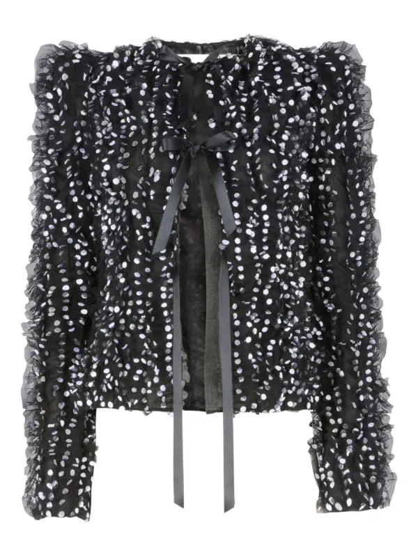 Nina Ricci Embroidered Polka Dot Jacket in Black