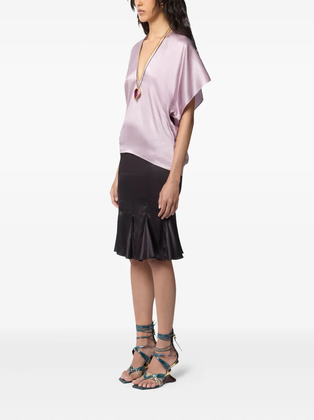 Nina Ricci Zijden top met V-hals Roze