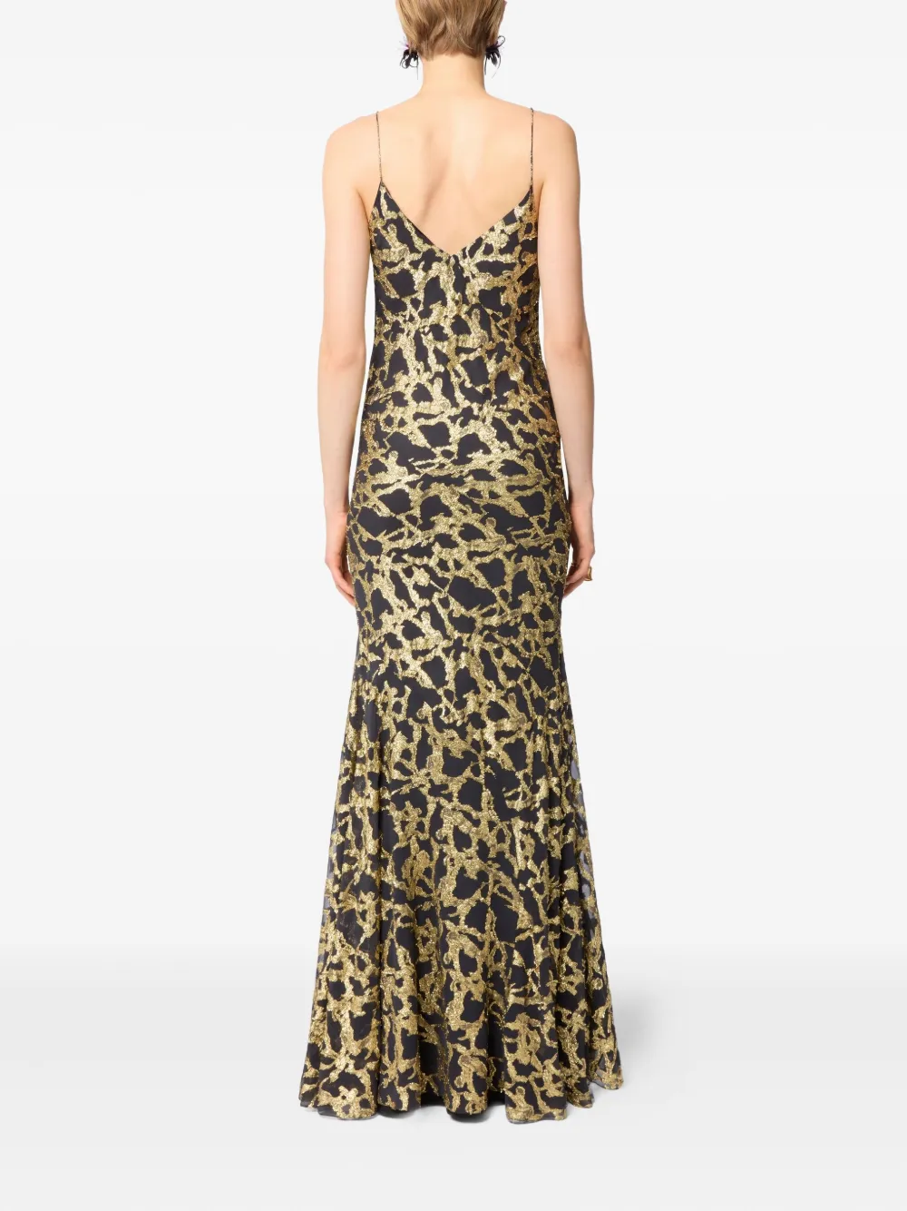 Nina Ricci Zijden maxi-jurk met marmer patroon Zwart