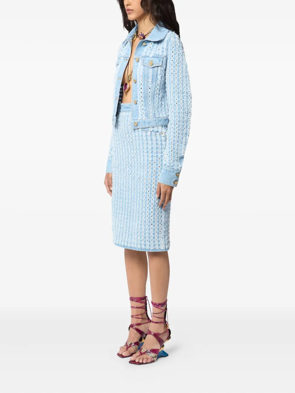  Nina Ricci Denim Midi Skirt - Blue 