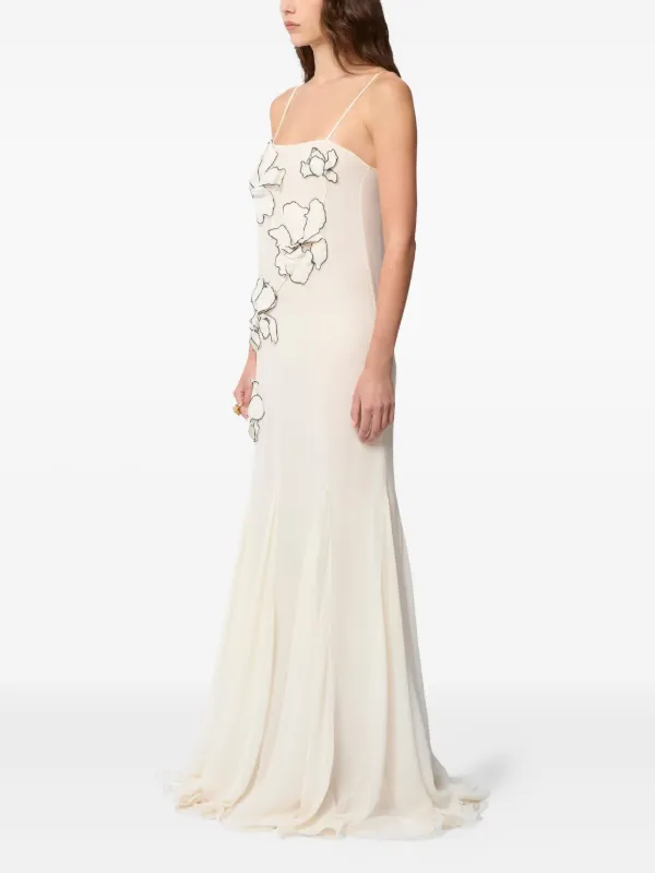 nina ricci satin-finish maxi dress Nina Ricci Open-Back Silk-Blend Satin Maxi Dress