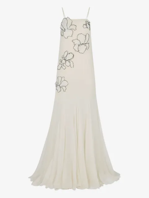 Nina Ricci flower-appliqués silk maxi dress