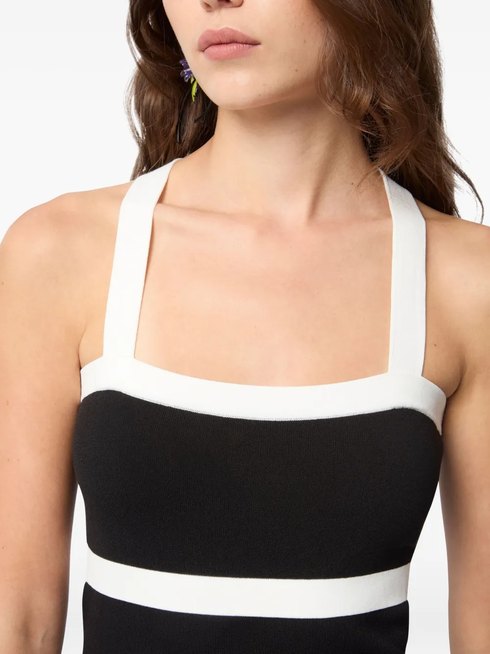 Nina Ricci Gebreide mini-jurk met contrast Zwart
