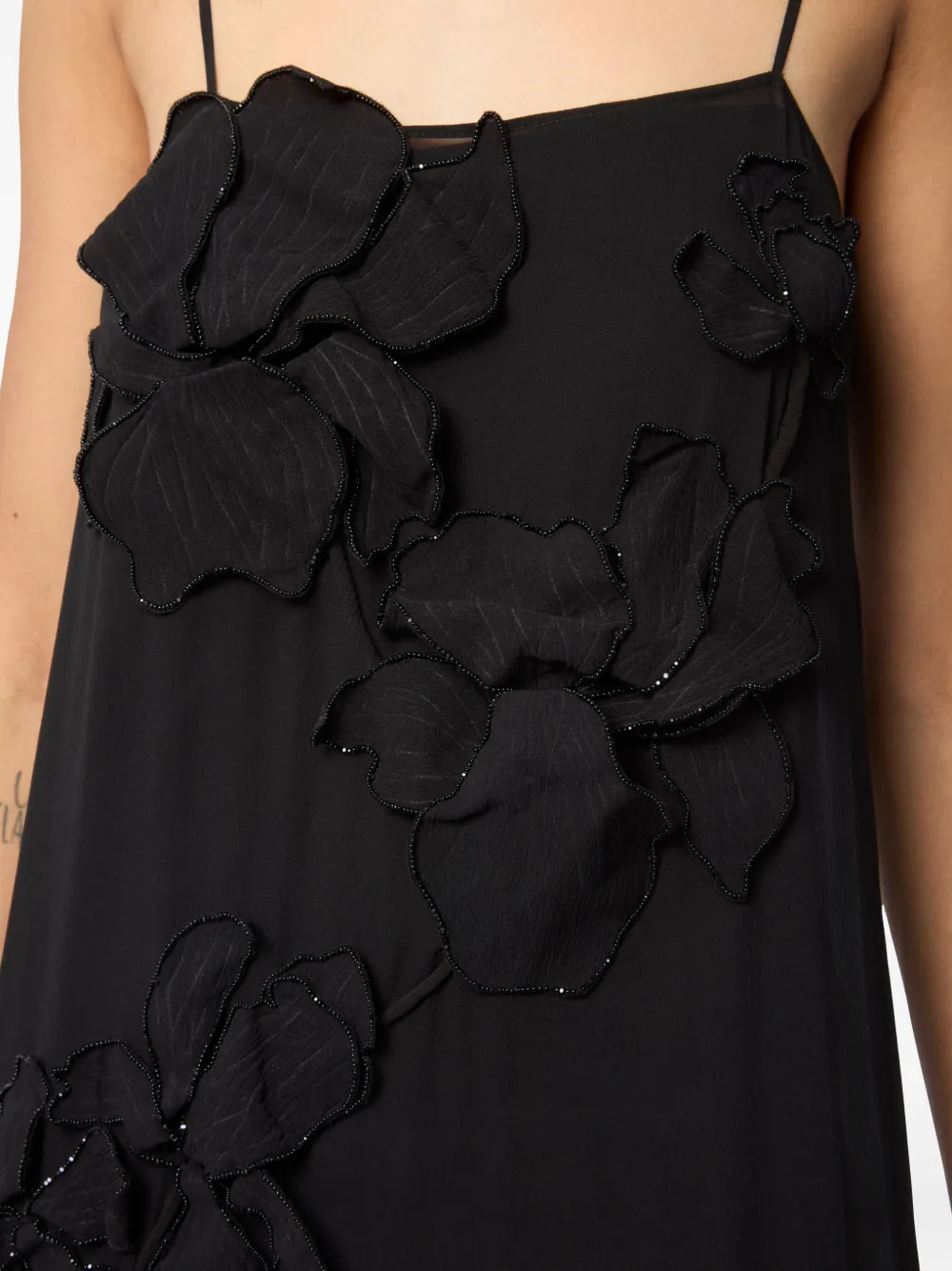 Nina Ricci Zijden maxi-jurk met geborduurde bloemen Zwart