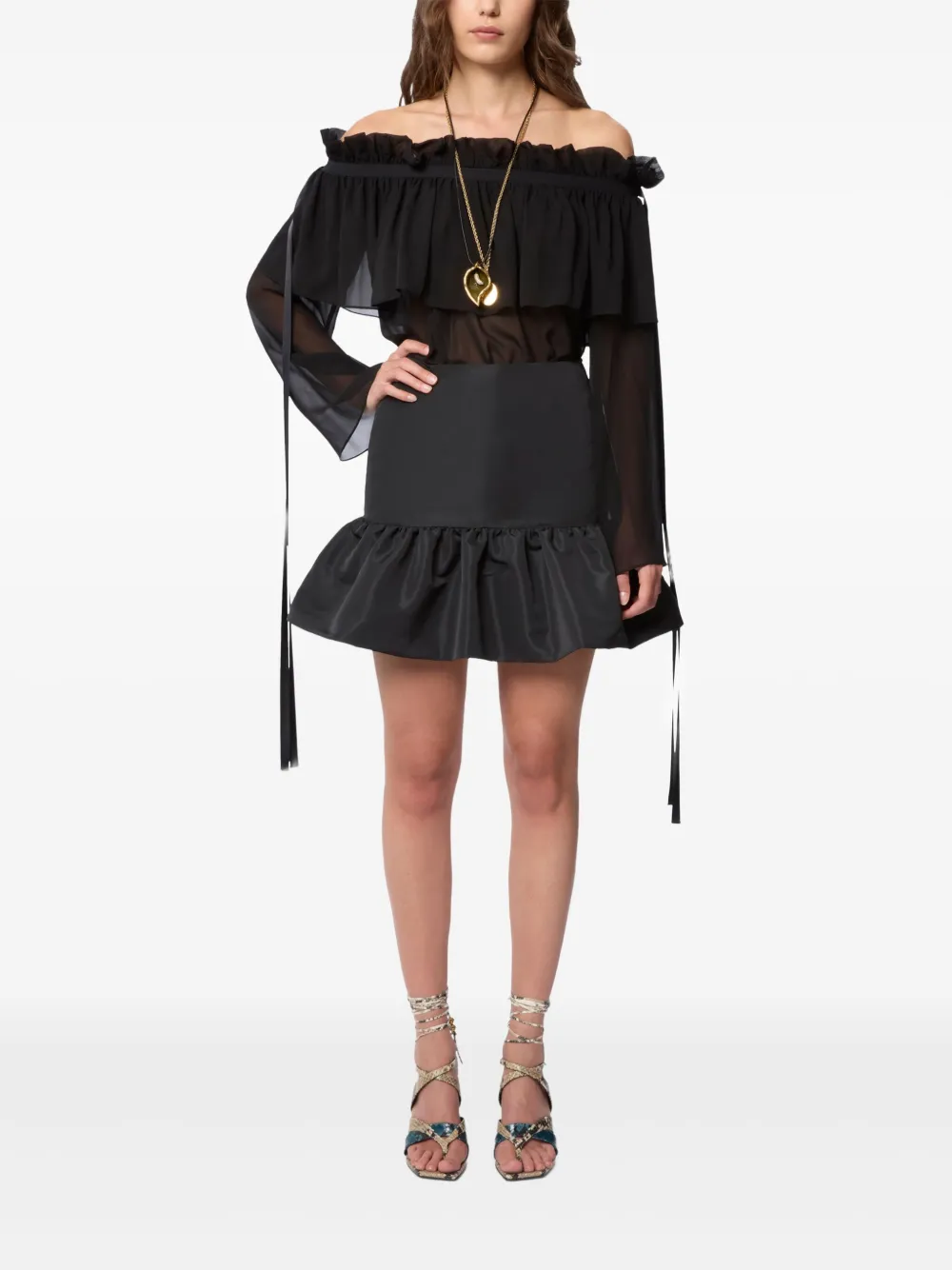 Nina Ricci Minigonna con balza - Nero