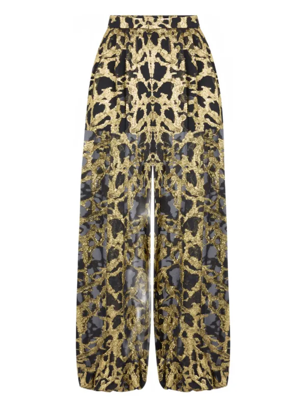 Nina Ricci Printed Plazzo Pants in Black