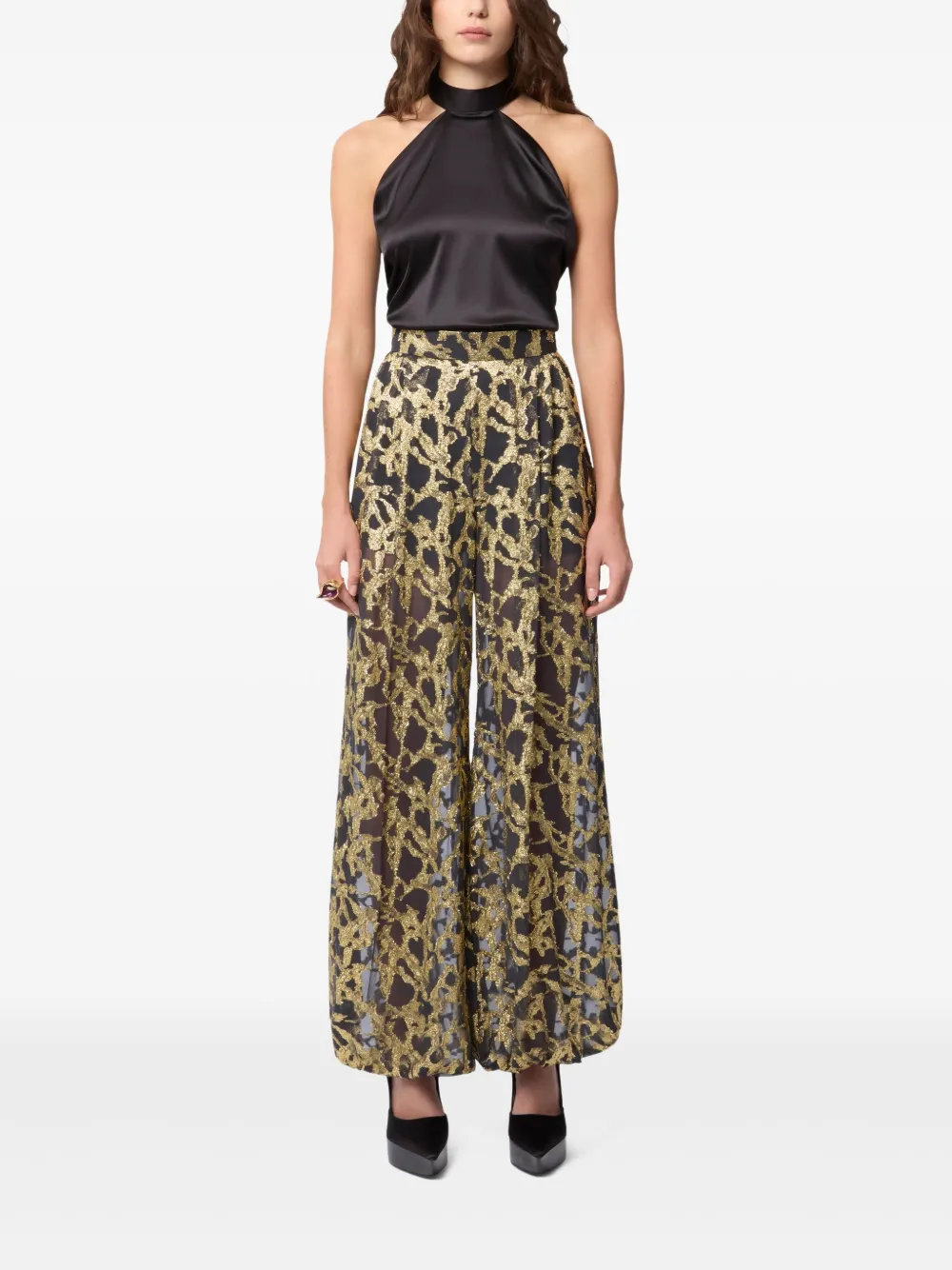 Nina Ricci Palazzo broek met print - Zwart