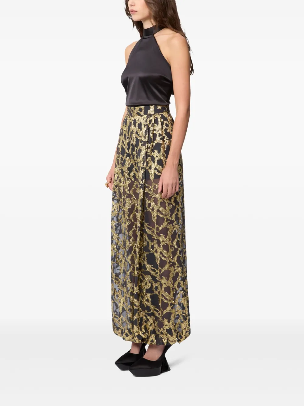 Nina Ricci Palazzo broek met print Zwart