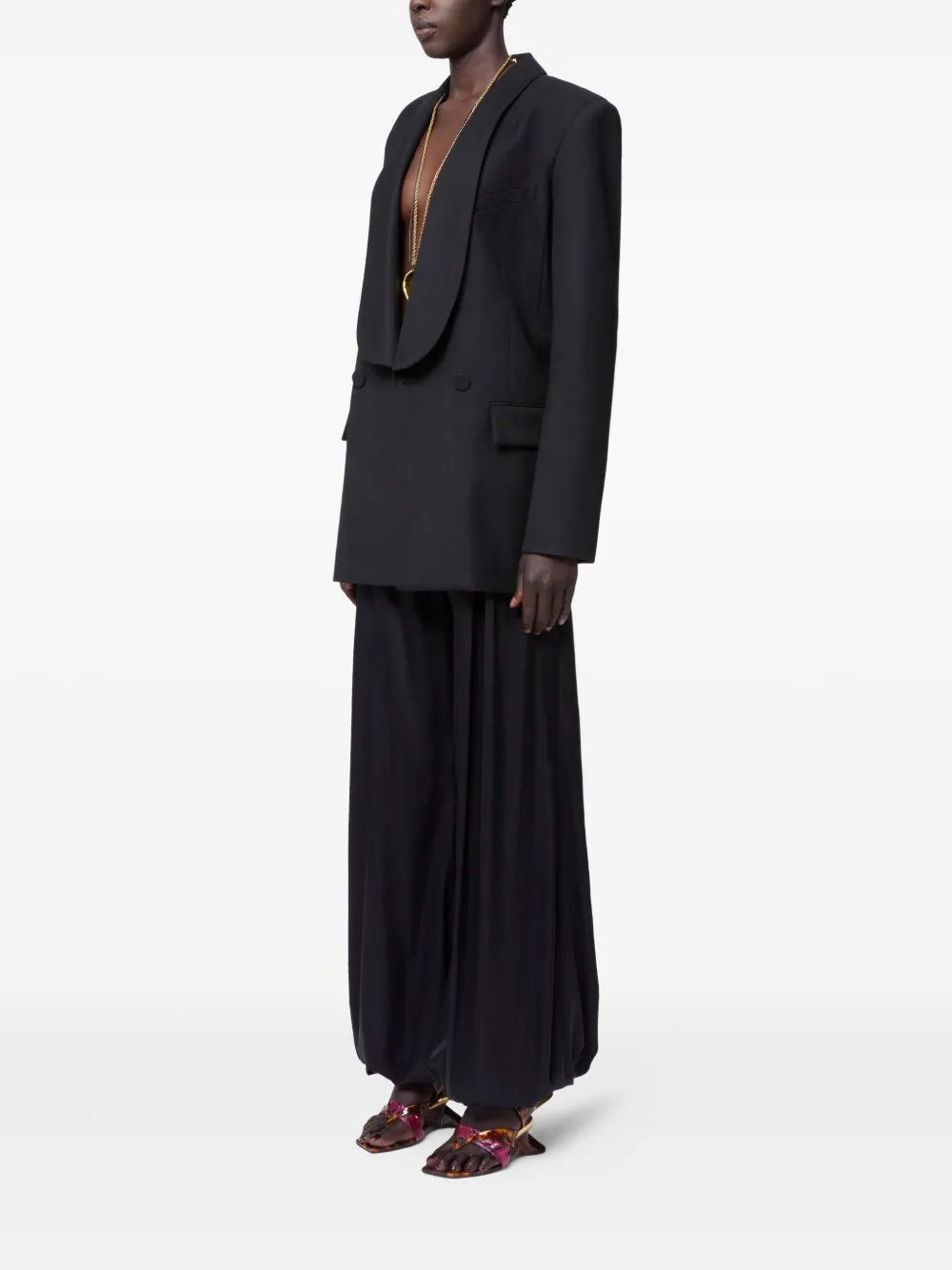Nina Ricci Wollen gabardine blazer met dubbele rij knopen Zwart