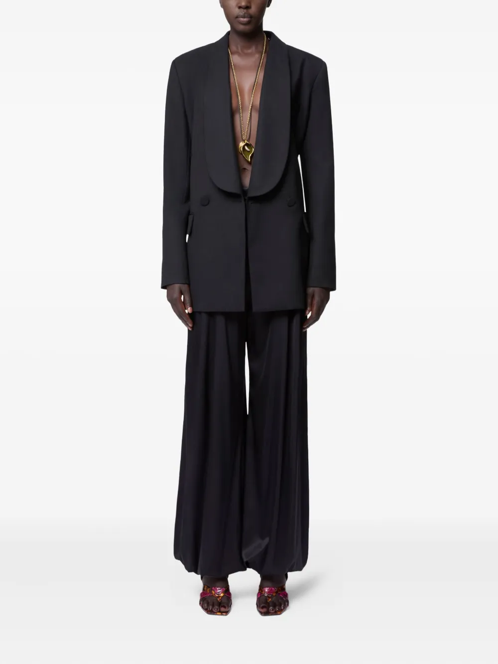 Nina Ricci Wollen gabardine blazer met dubbele rij knopen Zwart