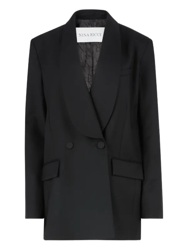 Nina Ricci Wool Gabardine Double-breasted Blazer in Black