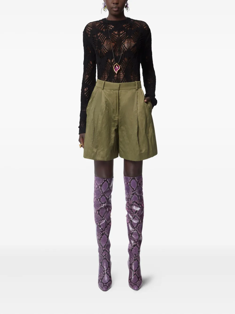 Nina Ricci Gekreukte katoenen shorts - Groen