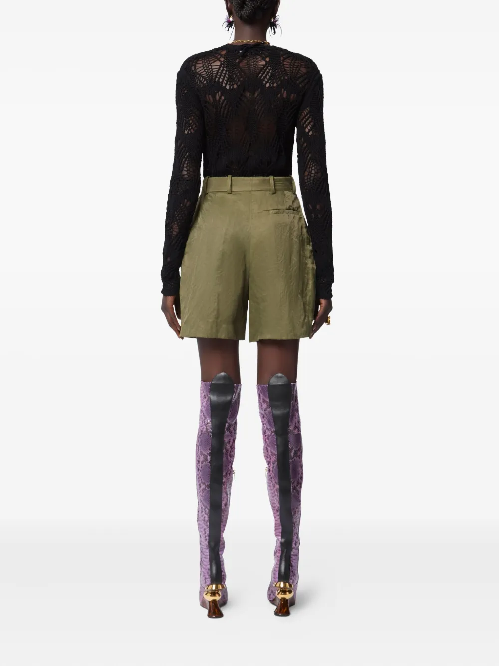 Nina Ricci Geplooide shorts met gekreukt effect Groen