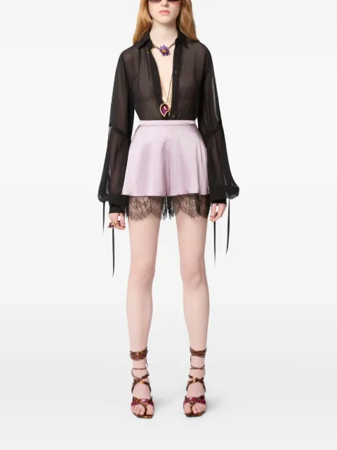 Nina Ricci lace-detail silk shorts