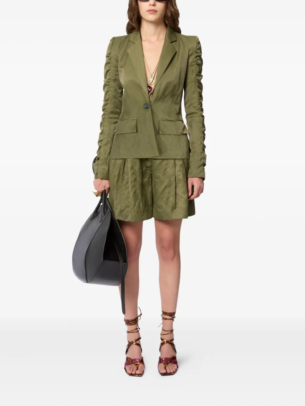 Nina Ricci Gekreukte blazer met ruchemouwen Groen
