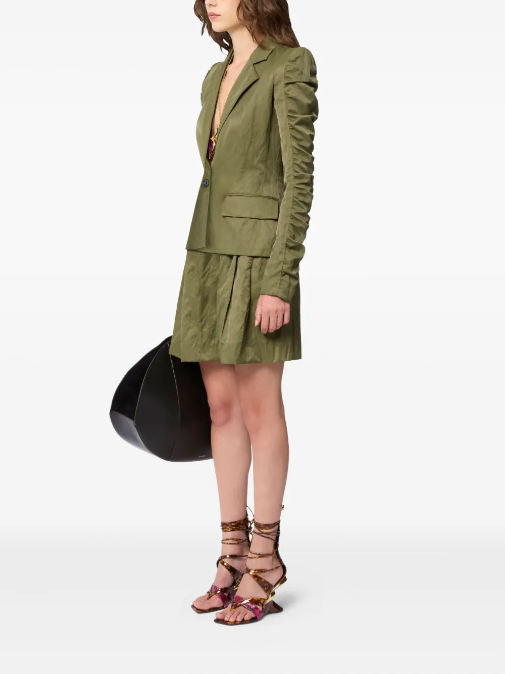 Nina Ricci Gekreukte blazer met ruchemouwen Groen