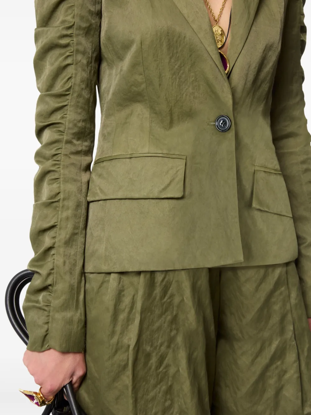 Nina Ricci Gekreukte blazer met ruchemouwen Groen