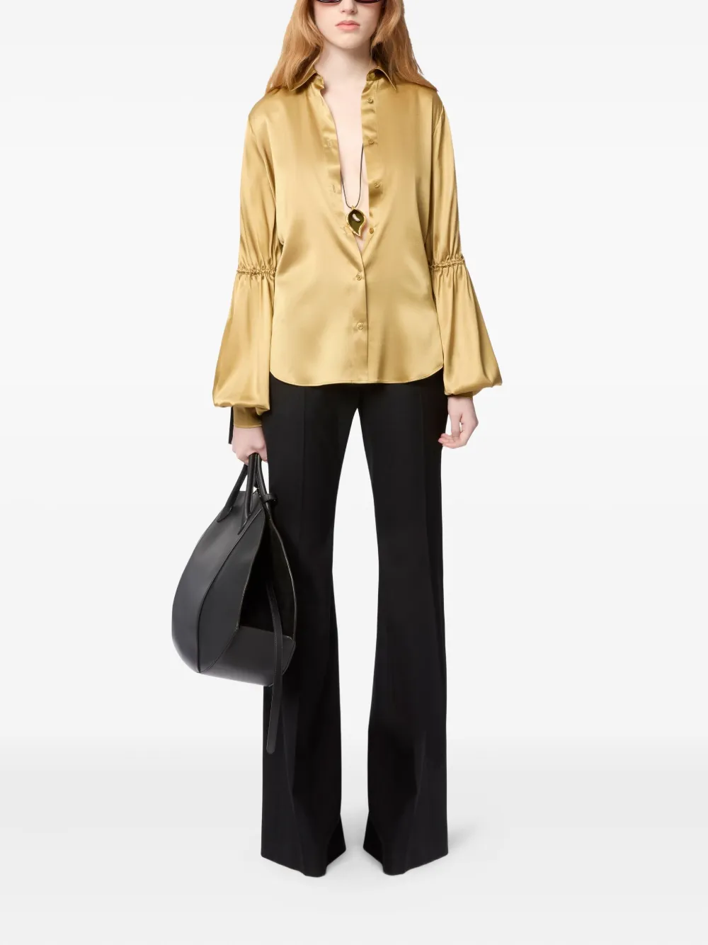 Nina Ricci Zijden blouse met strik - Goud