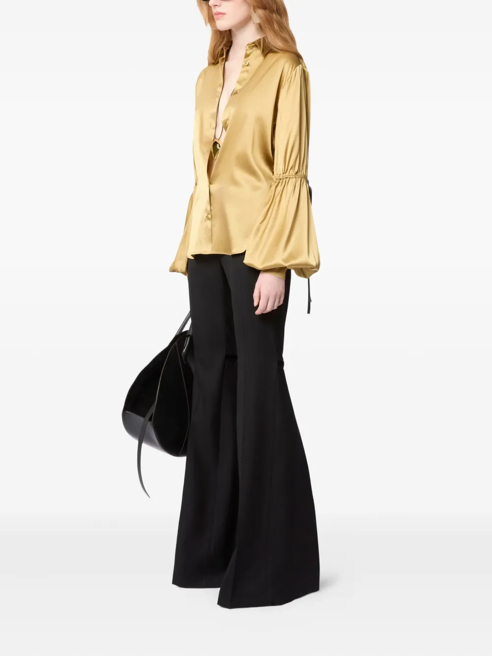  Nina Ricci Bow-silk Shirt - Gold 
