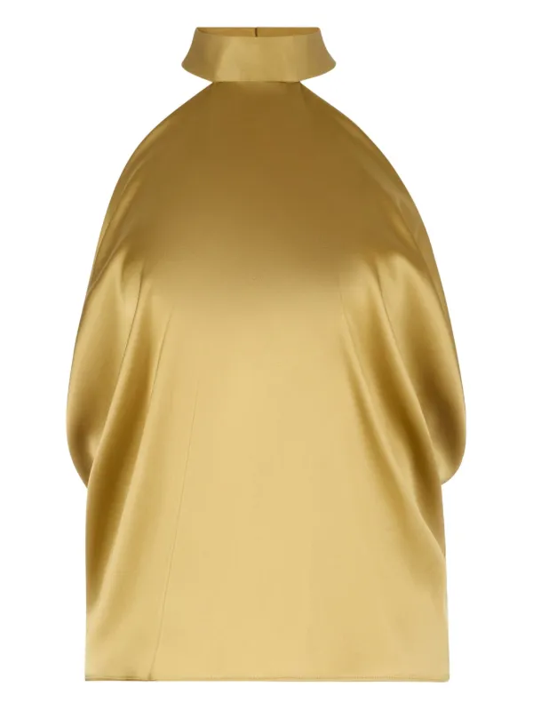 Nina Ricci Halterneck Satin Blouse in Gold