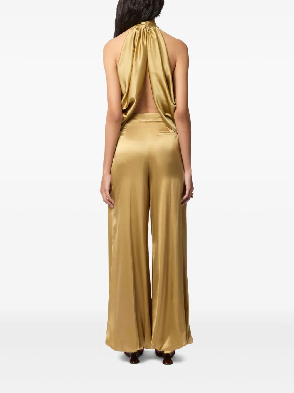 Nina Ricci Satijenen blouse met halternek Goud