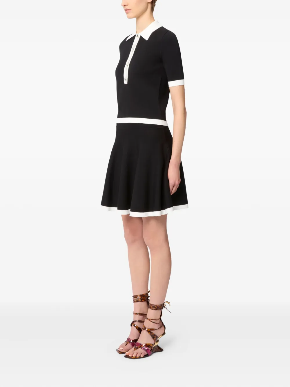 bi-colour buttoned polo top