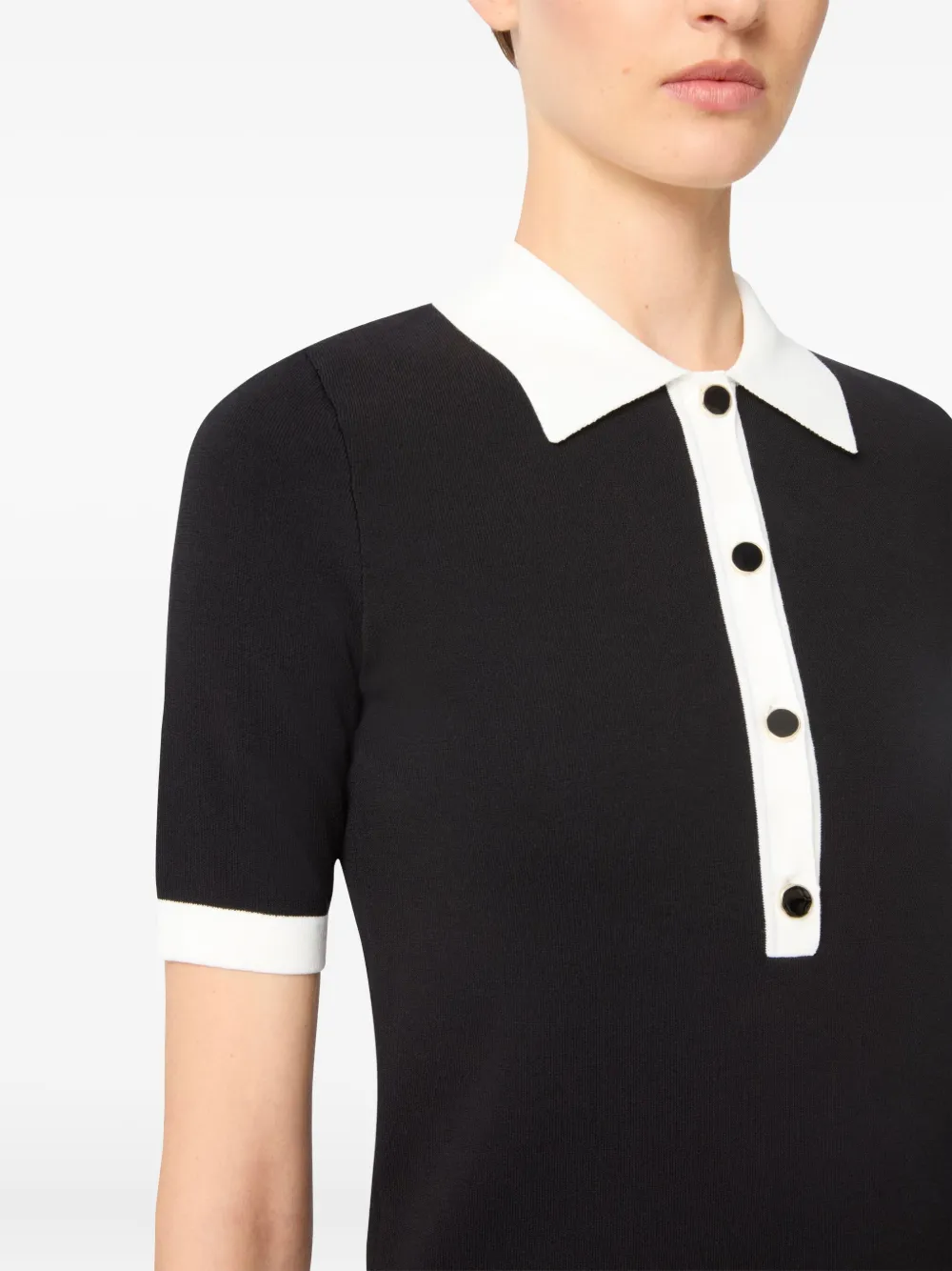 bi-colour buttoned polo top
