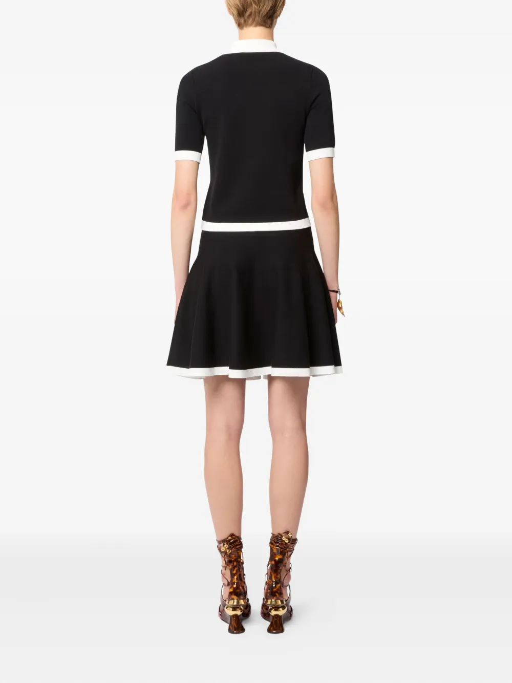 bi-colour buttoned polo top