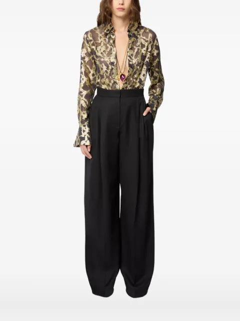 Nina Ricci marble-motif bell-cuffs shirt