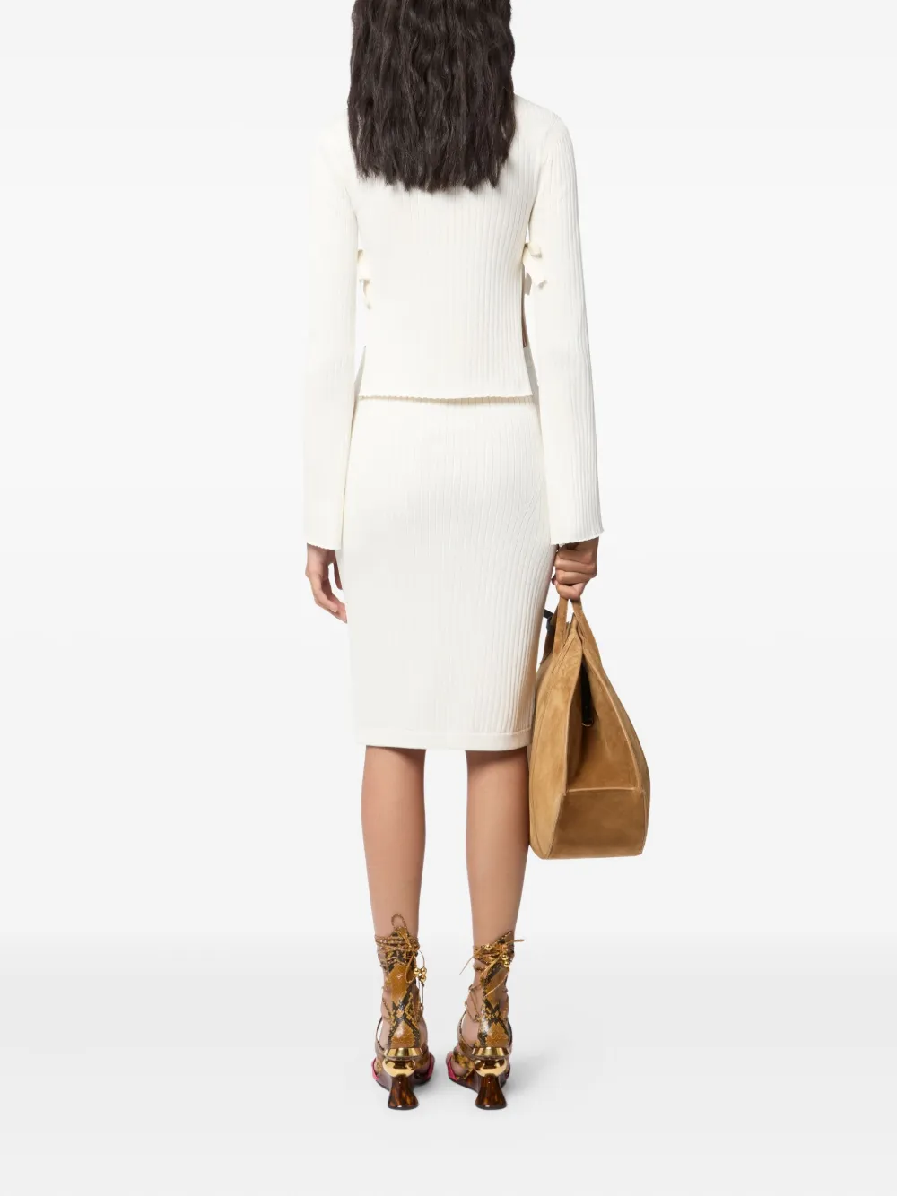 Nina Ricci Geribbelde trui met strikdetail Beige