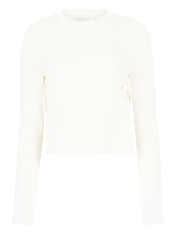 Nina Ricci Ribbed Bows-detail Sweater in Neutrals