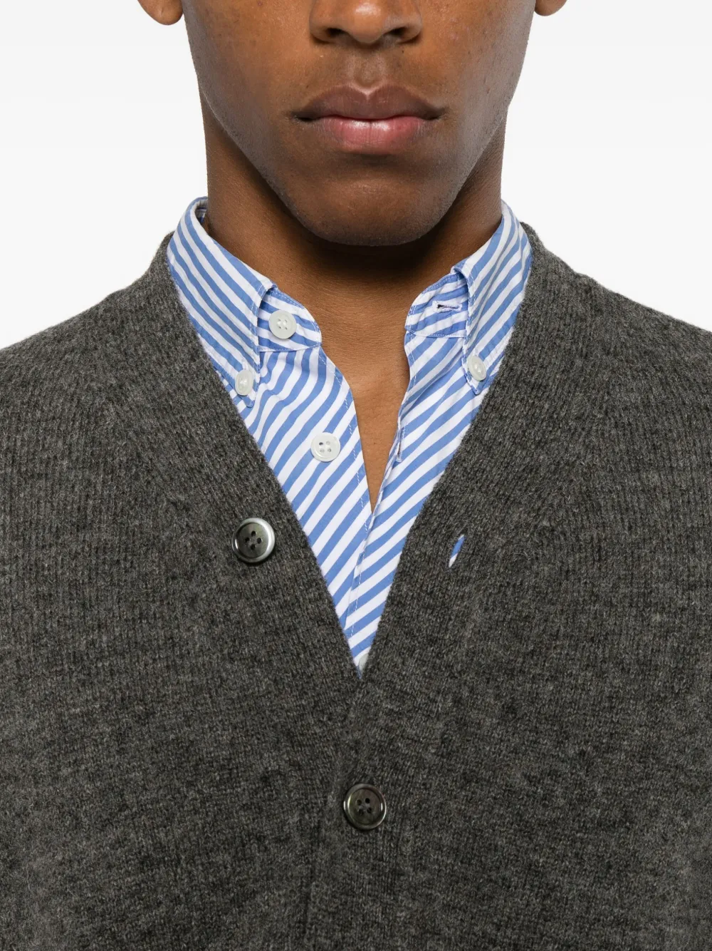 Pre-owned Comme Des Garçons Shirt 对比边饰开衫 In Gray