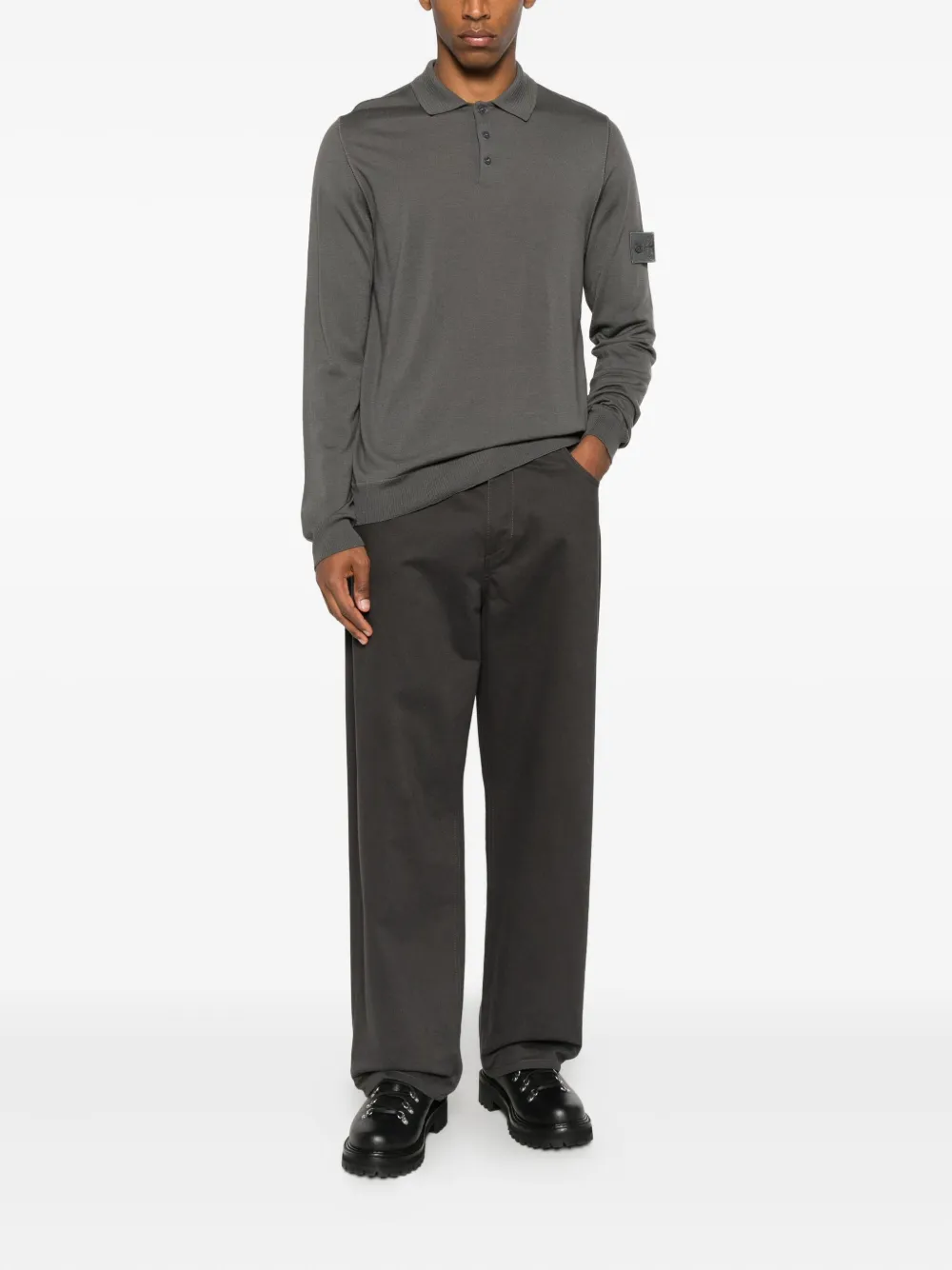 Stone Island long-sleeve polo shirt - Grijs